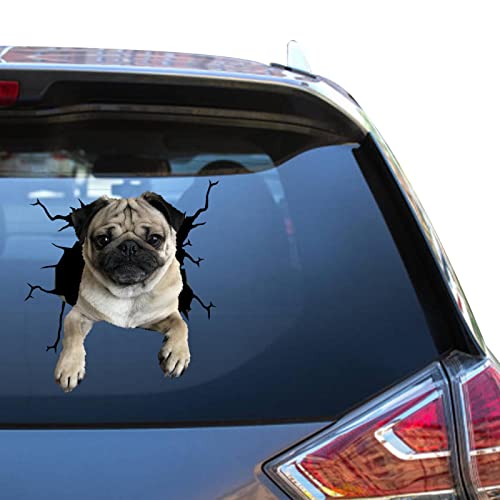 Camellia Print Decalques de carlino para automóvel impermeáveis, resistentes aos raios UV, design vibrante, fácil aplicação e longa duração. (Presentes de carlino para amantes de carlinos)