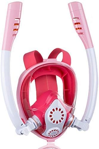 Máscara de esnórquel de cara completa, antiempañamiento, máscara de buceo con máscara de doble tubo, respiración libre, visión panorámica de 180,
