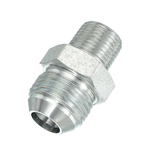 PATIKIL Hex Reducing Nipple Connectors Pipe Adapter 7/8" Male 37° Flare JIC x 3/8" Male NPT, Pipe Fitting Reducer Nipple Adapter Plated Steel Hydraulic Fitting