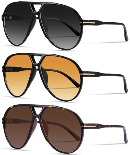 Oversized Aviator Retro Sunglasses for Women Men Trendy Classic 70s Vintage Style Sun Glasses
