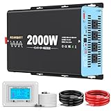 ROARBATT インバーター 正弦波 2000W DC24VをAC100Vに変換 50Hz/60Hz切替可能 瞬間出力4000W LCD液晶リモコン付き 太陽光発電、地震停電、車載、船、RVキャンペーンカーに適用