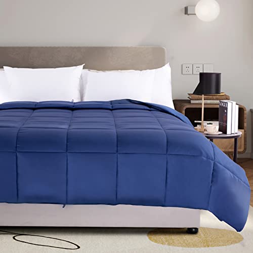 NEXHOME PRO Viscose from Bamboo Cooling Comforter Queen, Navy Blue Lightweight Organic Natural Duvet Insert, Summer Blanket Cool Comforters for Hot Sleepers,8 Corner Tabs(90'x 90')