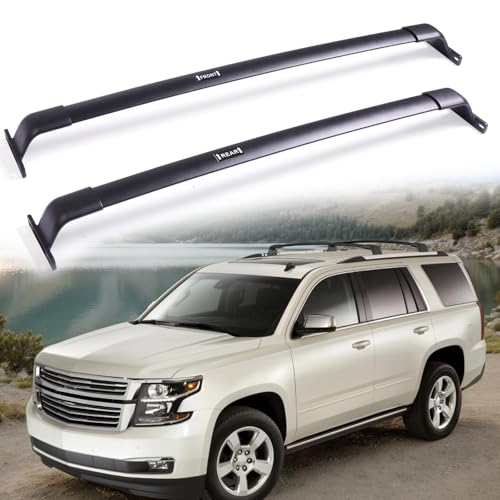 Image of Roof Rack Cross Bars Fit for 2017-2023 GMC Acadia with Side Rails, Easy Install 220 lbs Aluminum Crossbars Cargo Carrier, Rooftop Accessories for Bike Kayak Surfboard Skis Luggage