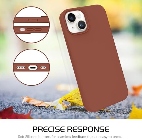 Image of DIZORO Compatible with iPhone 14 Case, Liquid Silicone Case, Full Body Protective Cover, Shockproof, Slim Phone Case, Anti-Scratch Soft Microfiber Lining, 6.1 inch (Brown)