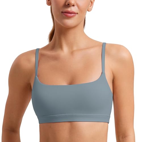 Image of CRZ YOGA Butterluxe Scoop Neck Sports Bras | Light Support, Removable Pads, Yoga, Extremely Soft, U Back, Adjustable Spaghetti Straps, for Women