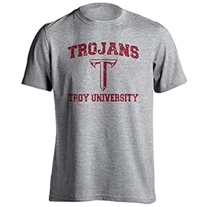 Troy Trojans Retro Distressed Vintage Short Sleeve T-Shirt Athletic Heather, XL
