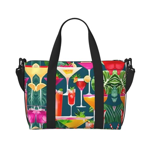Tropical Cocktail print Travel Duffel Bag,workout duffel bag, overnight shoulder Bag,Weekender Bag for Women Men