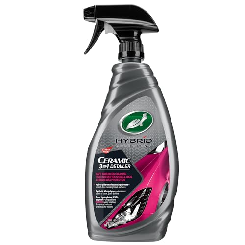 Turtle Wax 53413 Hybrid Solutions Ceramic 3-in-1 Detailer, Waterless Wash and Ceramic Wax Detailing Spray, Cleans, Shines & Protects Car Paint, Glass and Wheels, Repels Water and Dirt, 32 oz.