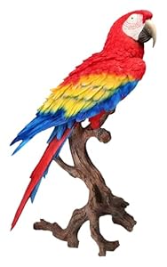 Lebensechter Roter Ara Papagei, Scharlachara Dekofigur, 67cm, Haus + Garten | Geschenk-Figuren