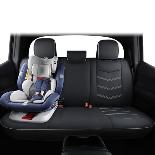 Image of LUCKYMAN CLUB Tacoma Custom Seat Covers Full Set, Fit 2024-2025 Tacoma Double /Crew Cab, with Waterproof Faux Leather (Full Set, Black-Gray)