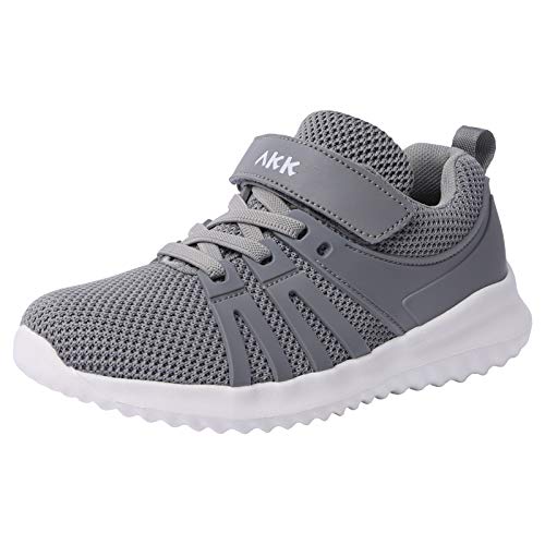 Akk Kids Shoes Boys Girls Running Athletic Sports Strap Sneakers for Toddler/Little Kid/Big Kid Gray Size 11