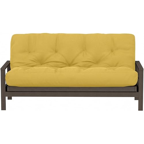 Royal Sleep Products by The Futon Factory 12 inch Foam Futon Mattress - Solid Mustard Fabric - Queen Size - CertiPUR Certified Foams - Made in USA - (Frame not Included)