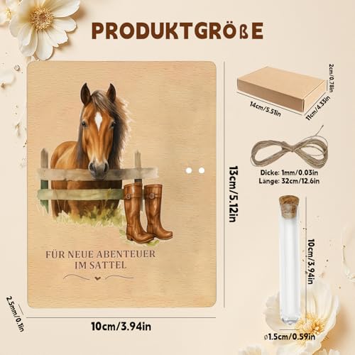 Geldgeschenk Pferd Aus Holz Für Reiterinnen Und Pferdefans, Kreatives Pferde Mädchen Geschenk Mit Holztafel Und Reagenzglas, Originelle Geschenkidee Zum Geburtstag, Weihnachten Oder Reitbeginn