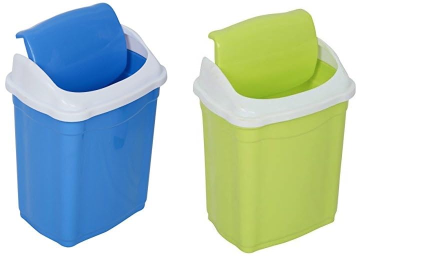 Image of ARISTO Plastic Swing Dustbin,28 Ltr (GREEN&BLUE) PACK OF 2