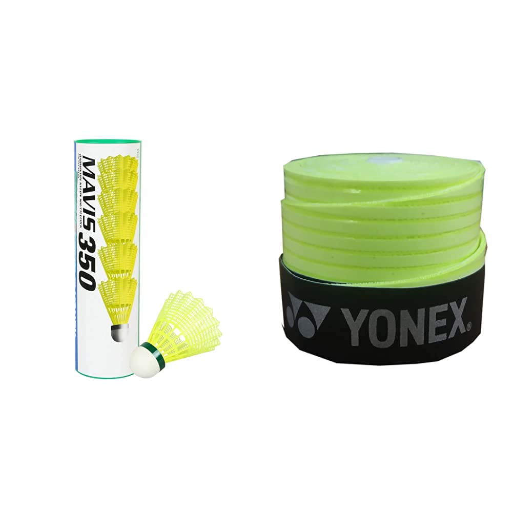 Yonex Mavis 350 Green Cap Nylon Shuttlecock (Yellow)+Yonex ET 903 E Super Rubber Badminton Grip (Yellow) (B098JYGFPR) Amazon Price History, Amazon Price Tracker