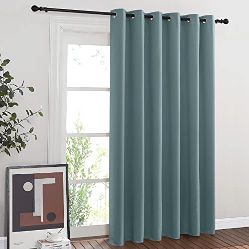 NICETOWN Blackout Curtain for Sliding Door, Patio Door Curtains, Grommet Thermal Insulated Room Divider Curtain Drape for Living Room/Bedroom (Greyish Blue, W80 x L84, 1 Panel)