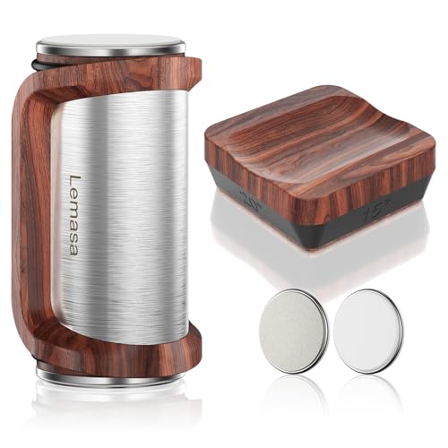 Lemasa Wheel Sharpener Diamond&Ceramic Grinding Disc 4-Angle Fine Grinding Blade Grinding Repair Various Straight Blade Kitchen Helper (Wood grain)