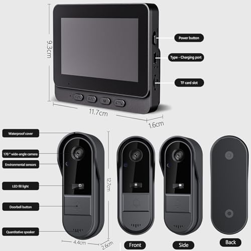 X8 Video Doorbell Camera, X8 Waterproof Video Doorbell with 4.3-Inch Indoor Monitor, Wireless Waterproof Smart Doorbell  - Additional View