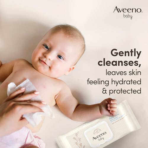 Aveeno Baby Daily Care Wipes Sensitive Skin Cleanse Gently And Efficiently Baby Essentials, White, Pack Of 12 (864 Wipes In Total)