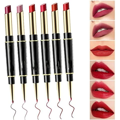 Double-ended Auto-rotating Lip Liner, Non-stick Cup Is Not Easy To Discolor Double-ended Lip Pencil Matte Lipstick Makeup,2 in 1 Makeup Set (Mix 6 Colors) Cover