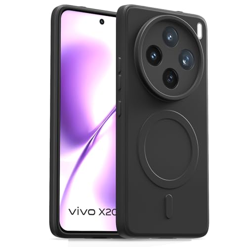 Image of Pikkme Back Cover for Vivo X200T 5G Soft Matte Silicone Mag-Safe Design (Mag-Safe Not Support) Camera Protection | Slim Fit Bumper Cover (Black)