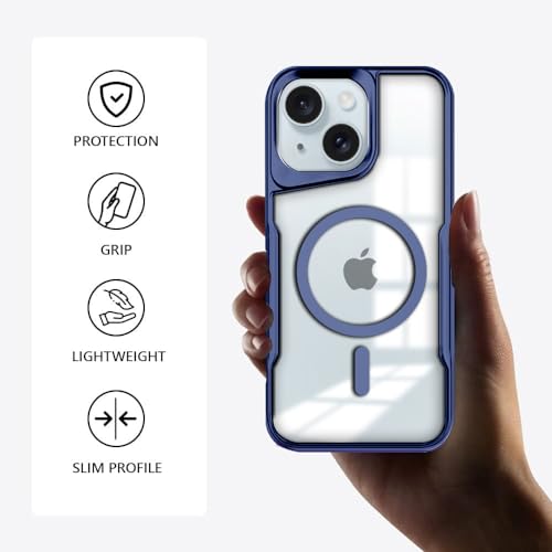 Image of KARWAN iPhone 15 Back Case Cover Hybrid Acrylic Transparent Electroplated Shockproof Phone Case for iPhone 15 (TPU | Titanium Blue)