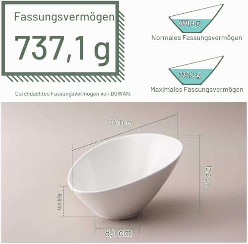 DOWAN Salatschüssel Keramik, 2 tlg., 770 ml Servierschalen, Premium Porzellan, Spülmaschinen-, mikrowellengeeignet… – Ansicht 2