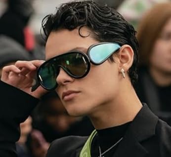 Trendy Ibiza Mask Sunglasses for Women and Men | Black Frames With Mirrors on the Lenses and Sides | Sun Glasses UV Protection - Black4