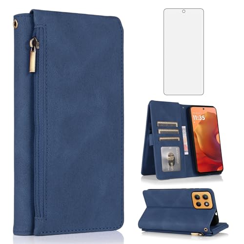 Protège écran verre trempé Moto G15 et étui zippé anti-chute Asuwish