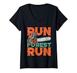 Photo Gallery donna lumberjack chainsaw run foresta divertente falegname maglietta con collo a v Photo Gallery donna lumberjack chainsaw run foresta divertente falegname maglietta con collo a v
