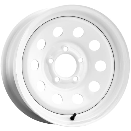 Allied Wheel 20W White 8 Spoke 12X4 4X4 Trailer Wheel, Durable Gloss White Finish Steel Wheel for Trailers, Protective E-Coating