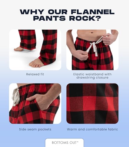 Bottoms Out Men's Flannel Pajama Pants, Comfortable Woven Sleepwear Bottoms, Soft Flannel Sleep Pants, Lounge Pants for Men4