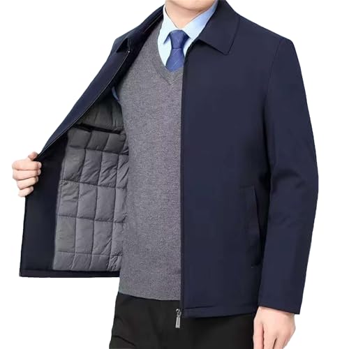 Men's Warm Padded Jacket Slim Fit Formal Business Casual Coat with Pockets Outdoor Thermal Windbreaker