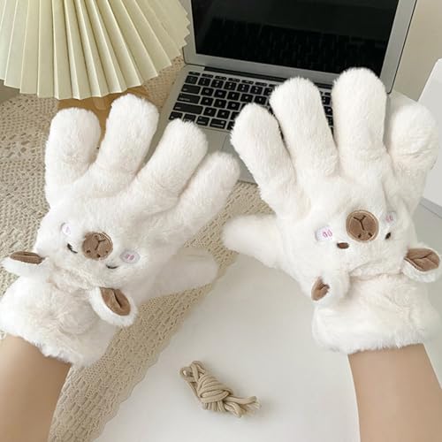 Guantes y bufanda de dibujos animados para evitar el frío en el cuello 2