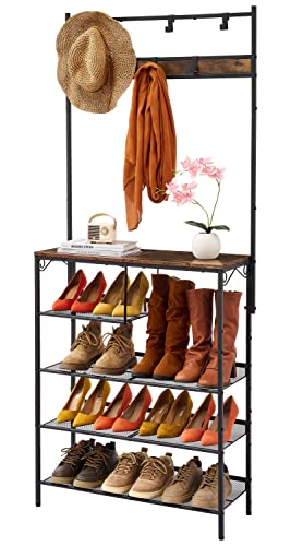 Hoctieon Hall Tree With Shoe Bench,Coat Rack Shoe Bench,Entryway Hall Tree,Shoe Rack For Entryway,Industrial Accent Furniture,Shoe Storage Shelf,5 Hooks,4-in-1 Multi-function,Mesh Adjustable Slant. Hoctieon Hall Tree With Shoe Bench,Coat Rack Shoe Bench,Entryway Hall Tree,Shoe Rack For Entryway,Industrial Accent Furniture,Shoe Storage Shelf,5 Hooks,4-in-1 Multi-function,Mesh Adjustable Slant.