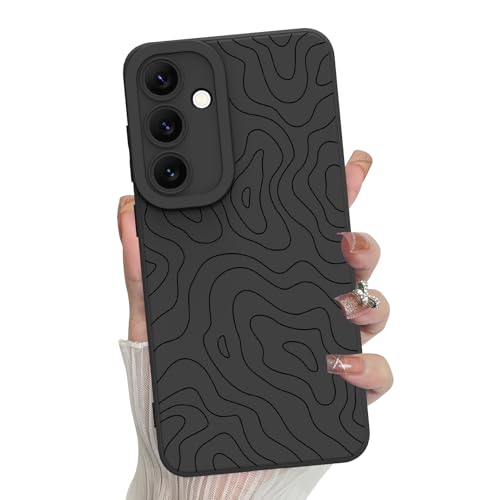MZELQ for Samsung Galaxy S24 Fe Case, Silicone Wave Ripple Cute Pattern, Camera Protection Soft Slim Phone Case for Girls Women -Black -  J5-TSYGJ-Samsung-Rose-2