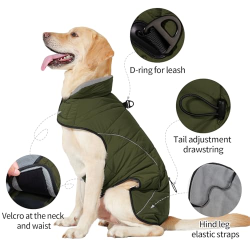 LIANZIMAU Hundejacke Wasserdichter Hundemantel Reflektierende Jacke für kaltes Wetter mit weichem Fleecefutter Warmer Mantel