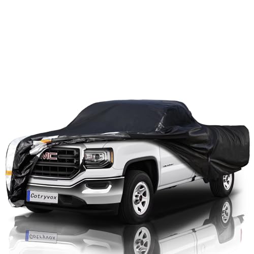 Image of GMC Sierra 1500HD Truck Cover Custom Fit 2002-2026 Double /Extended /Crew Cab (5.7'-6.6') with Door Zipper, Full Exterior Pickup Truck Cover Waterproof All Weather, Wind Dust Sun and UV Protecor.