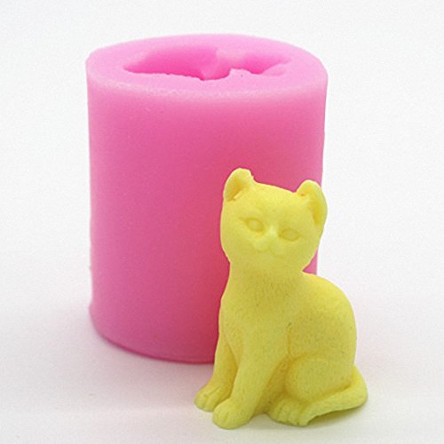 Moldfun 3D Kitten Candle Mold Small Size Cute Cat Silicone Mold For Fondant, Mini Soap, Polymer Clay, Wax, Crayon #TOP1