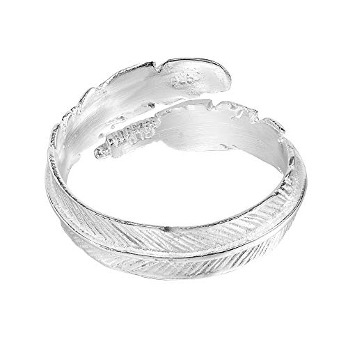 AeraVida Spiritual Embrace Feather Wrap .925 Sterling Silver Ring | 925 Sterling Silver Feather Ring | Angel Wings Band Ring | Feather Wrap Ring | Comfort Fit US Sizes 5-113