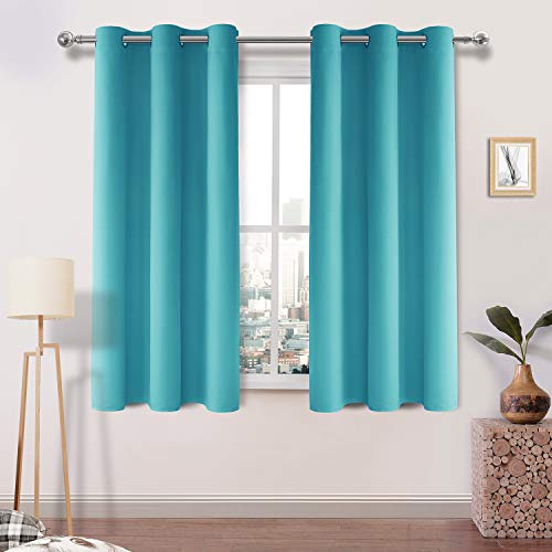 Image of DWCN Blackout Curtains Room Darkening Thermal Insulated Grommet Window Curtain for Bedroom Living Room 42 x 54 Inch 2 Panels, Turquoise Thick Curtain