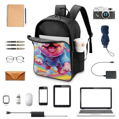 Mochila infantil de cerdito 40x28x16cm con capa plegable para colegio 4