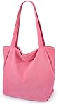 Iioscre Corduroy Tote Bag for Women,Tote Bag with Zipper,Large Capacity Casual Shoulder Handbags with Inner Pockets