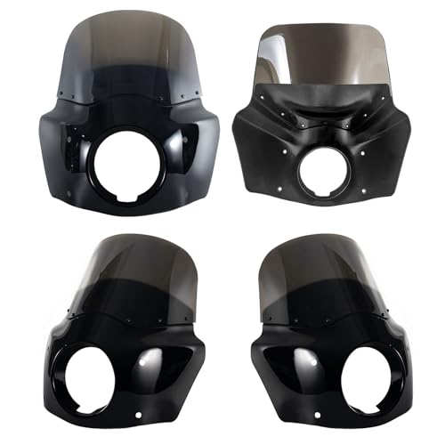 Image of FATECIM Motorcycle 5.75 inch Headlight Fairing with 11 inch Smoke Windshield Windscreen & 48-58mm Mounting Kit Headlight Extension Block For Harley 2018 2019 2020 2021 2022 Softail FXBB Street Bob