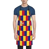 YIJIAYUN Wasserdichte Schürze zum Kochen, Backen und Reinigen, Flagge von Rumänien, bedruckt, mit Taschen, verstellbar, für die meisten Erwachsenen