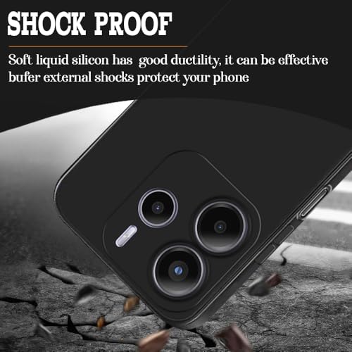 Image of Back Cover for Mi Redmi Note 14 5G | Full Camera Protection | Premium Liquid Silicon Case | Flexible Bumper Case for Mi Redmi Note 14 5G (Black)