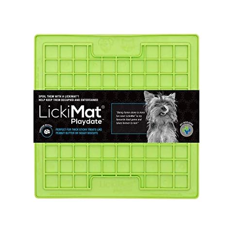 LickiMat Classic Playdate, Dog Feeding Mat for Boredom and Anxiety Relief, Ideal for Food, Treats, Yoghurt or Peanut Butter, Dog Lick Mats, Fun Alternative to a Slow Feeder Dog Bowl, Green Cover