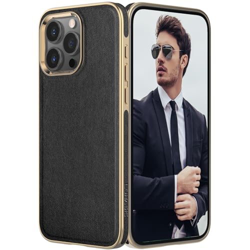 LOHASIC for iPhone 15 Pro Case Leather, Luxury Phone Case Cover, Black - image 1