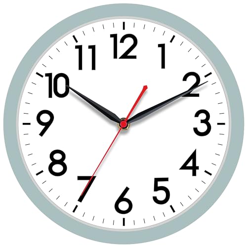 Image of AKCISOT Wall Clock, Modern Small Wall Clocks Battery Operated 12 Inch, Silent Non-Ticking Analog Classic for Office, Home, Bathroom, Kitchen, Bedroom, School(Blue Gray)