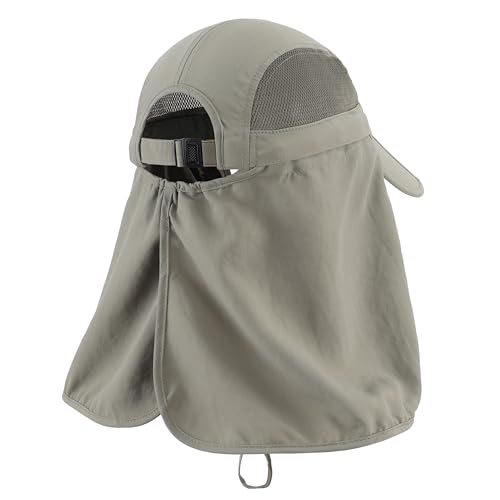 Image of Connectyle Men's Foldable Baseball Sun Cap with Removable Face Mask Neck Flap Cover UPF 50+ Sun Protection Fishing Hiking Hat